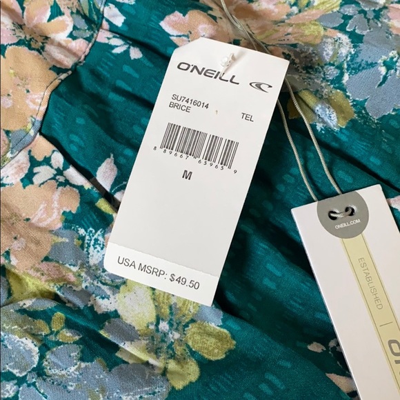 O’Neill Floral Green Button Front Dress. NWT - Picture 10 of 16